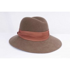 Lancaster Size M Brown Felted Wool Trilby Hat w/ Pleated Mauve Band 1008 AC81D  eb-55188736